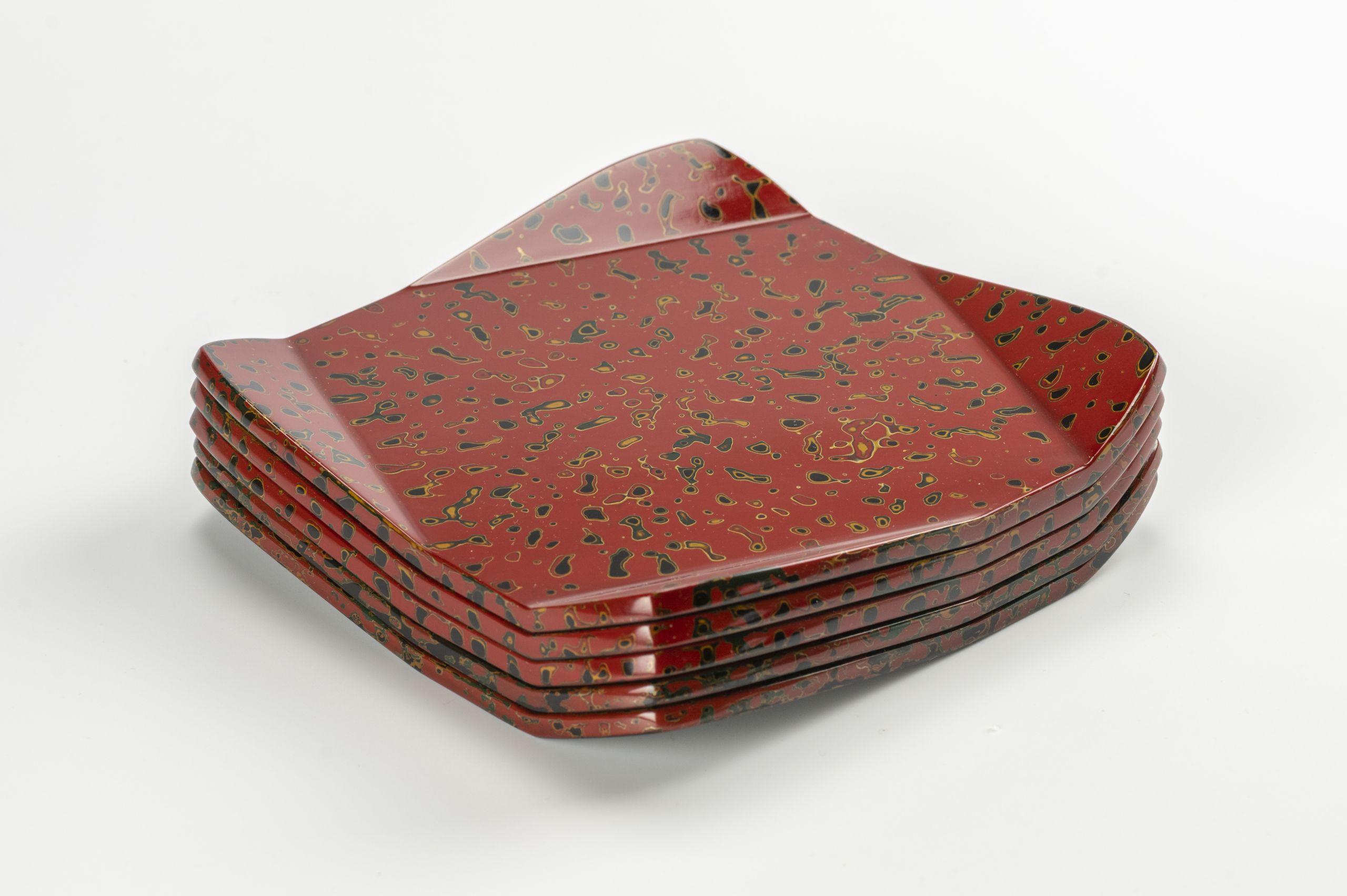 つま折銘々皿(５枚) 唐塗/赤上 | 津軽塗 小林漆器のネット通販